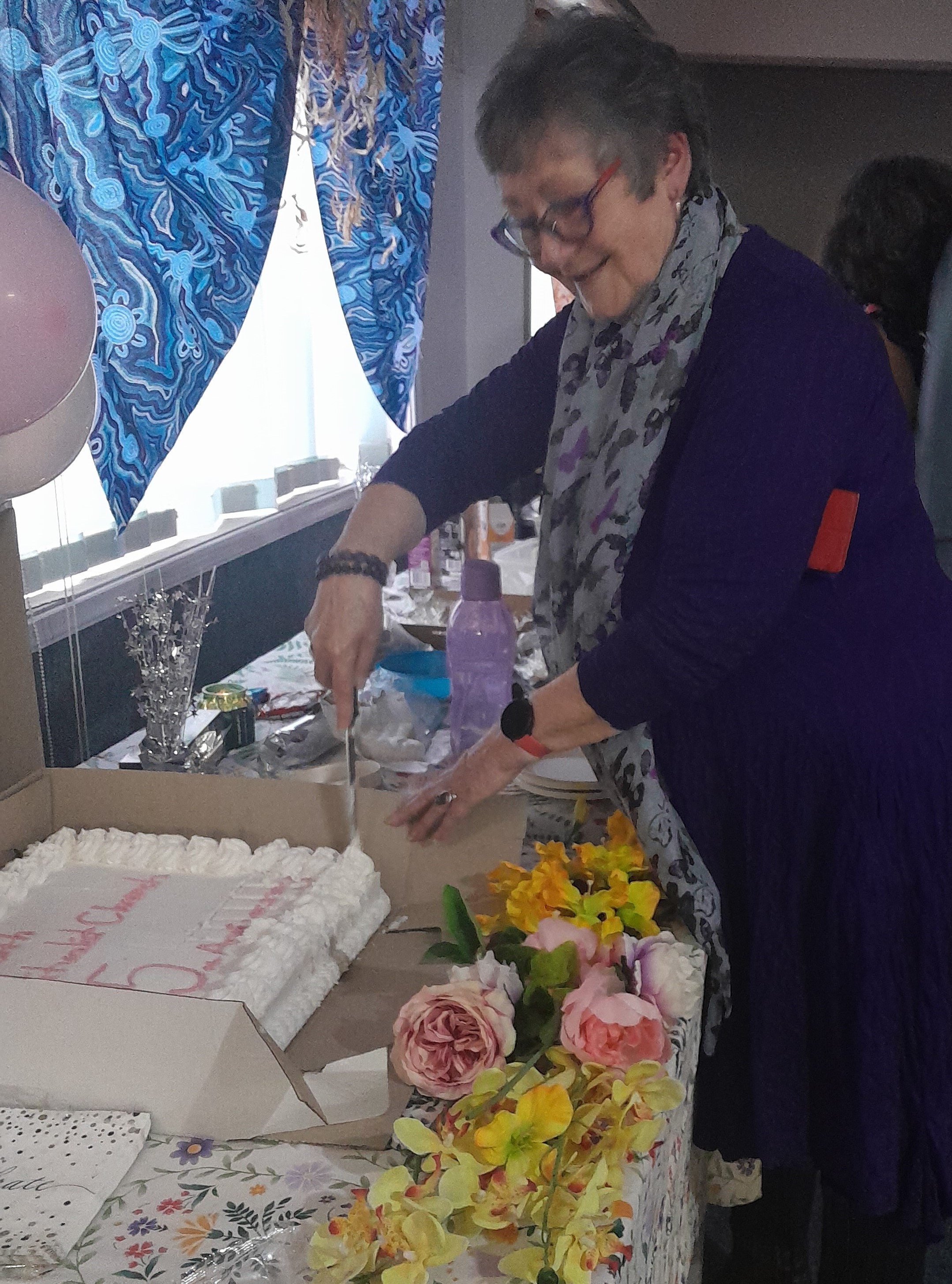 cutting the cake